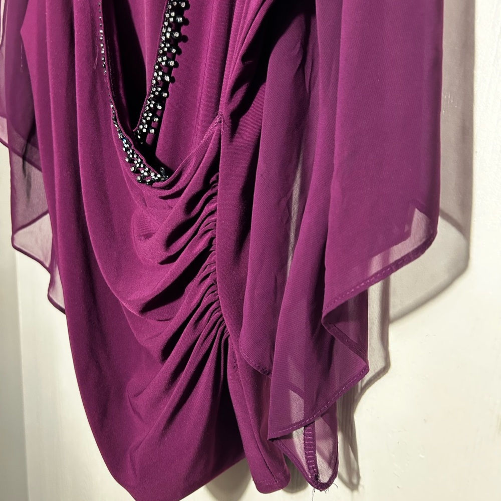 MSK Women's Purple Top with Beaded Accents